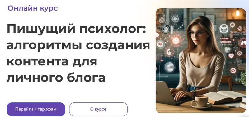Обложка курса «Пишущий психолог: алгоритмы создания контента для личного блога (Анна Попова)»