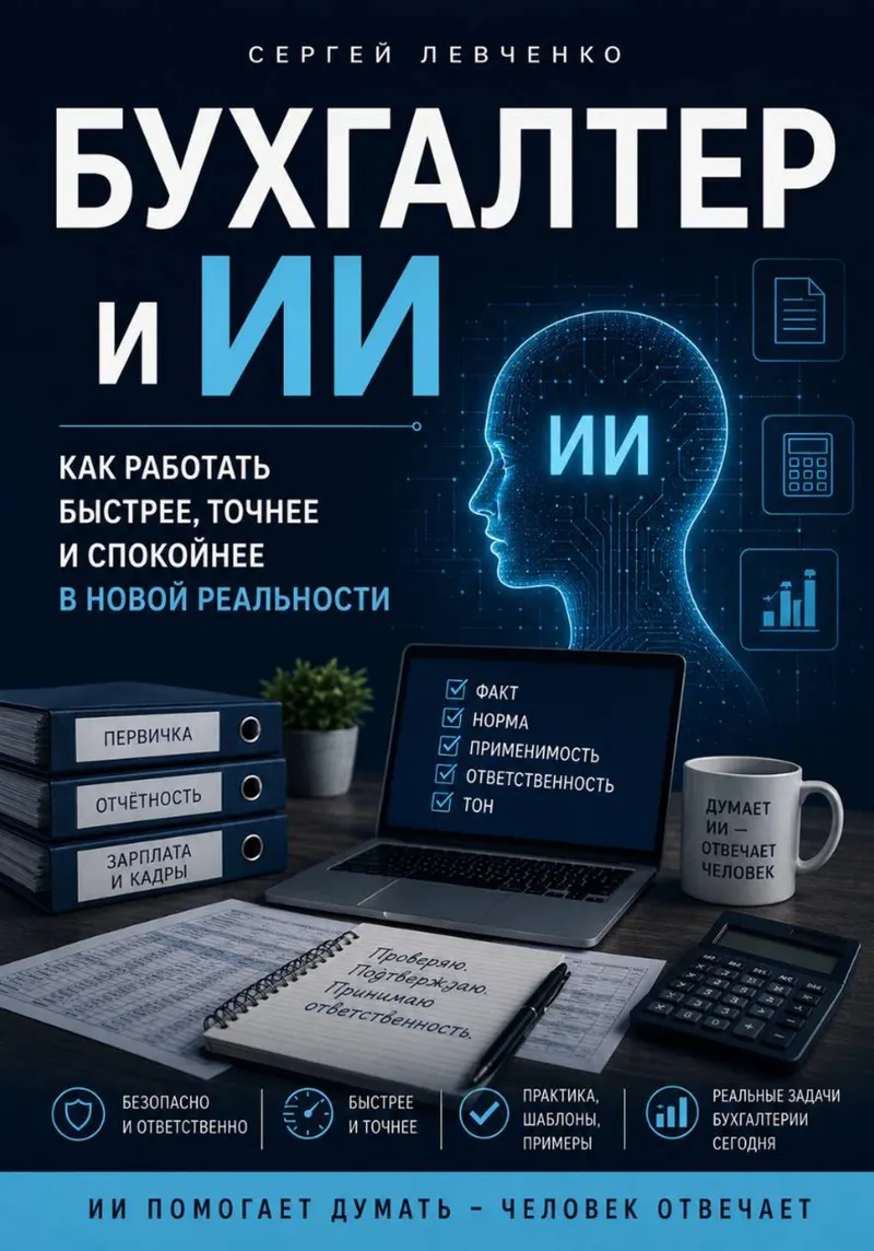 Обложка курса «Бухгалтер и ИИ. Практическое руководство для бухгалтера (Сергей Левченко)» (ai для бухгалтера)