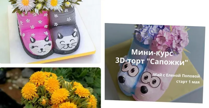Обложка курса «[elenapo11] 3D-торт Сапожки (Елена Попова)»