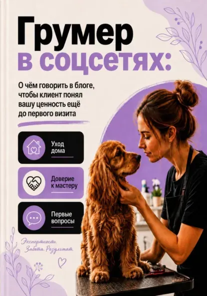 Обложка курса «Грумер в соцсетях: уход дома, доверие и первые вопросы клиента (Мария Власова)» (домашние животные)