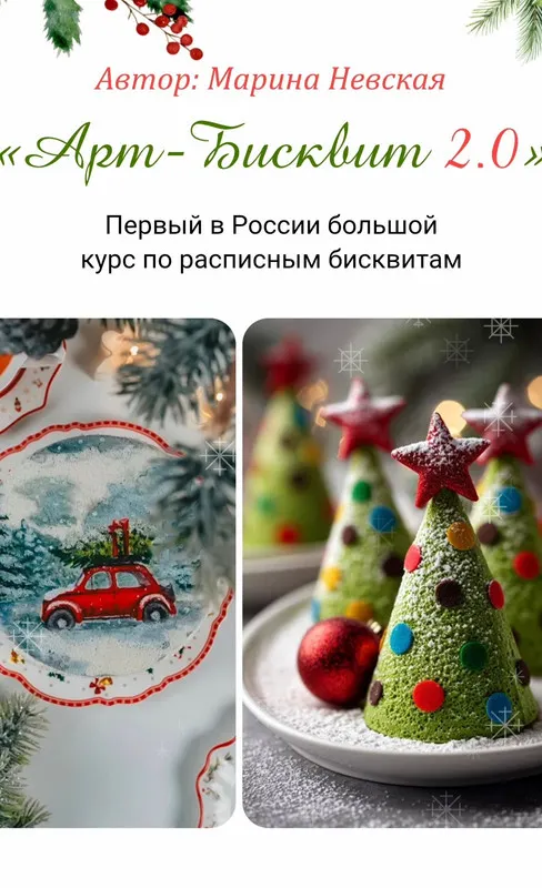 Обложка курса «[Nebesnii_mindal] Арт-бисквит 2.0. Первый в России большой курс по расписным бисквитам.Тариф полный PRO (Марина Невская)»