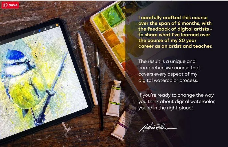 Обложка курса «Мастер-класс по акварельной иллюстрации в Procreate (Nathan Brown)»